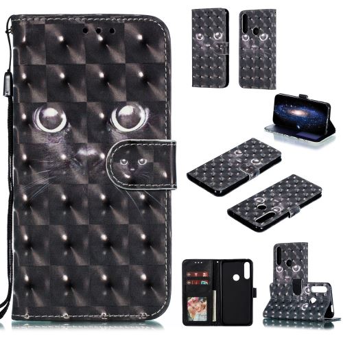 Etui en PU style d'impression spot de lumière décor chat noir pour votre Huawei P Smart Z/Y9 Prime 2019