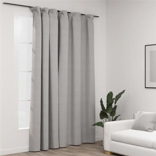 vidaXL Rideau occultant d'aspect de lin avec crochets Gris 290x245 cm