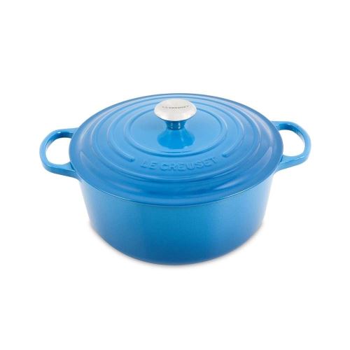 Le Creuset Cocotte Signature Ronde En Fonte Émaillée, 28cm, Bleu Marseille