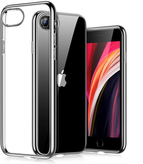 Coque pour iPhone SE 2020 - Protection Souple Ultra Fine Gel TPU Silicone Contour Couleur Brillant ARGENT [Phonillico®]