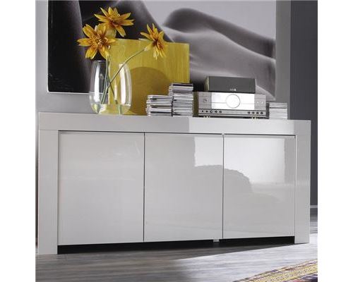 Bahut design blanc laqué TRIPOLI - 160 cm