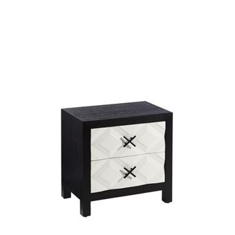 Table De Chevet 2 Tiroirs Noir Blanc Monoi L 60 X L 40 X H 60