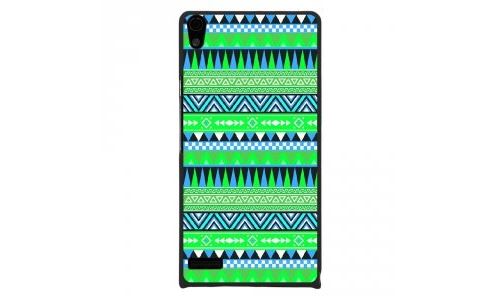Coque rigide pour Huawei Ascend P6 avec impression Motifs aztèque bleu et vert