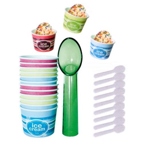 Coffret Glaces Party 12 Pots 12 Cuillieres 1 Cuillere Deco Cuisine
