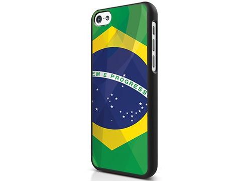 Coque arrière rigide noire pour iPhone 4/4s avec motif drapeau Brésil