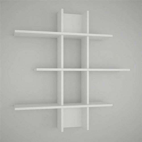 HOMEMANIA Étagère Rhodos - Murale Flottante, pour Livres - pour Séjour, Bureau, Chambre - Blanc en Bois, 96 x 18 x 101 cm