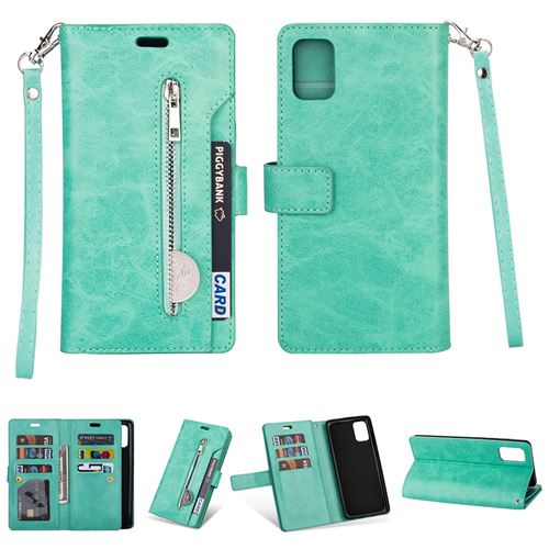 Etui en PU zippé vert clair pour votre Samsung Galaxy A41 (Global Version)