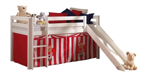 Paris Prix - Lit Enfant Avec Toboggan pino Cirque 90x200cm Blanc