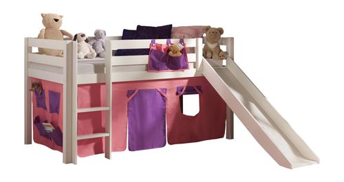 Paris Prix - Lit Enfant Avec Toboggan pino Rose 90x200cm Blanc