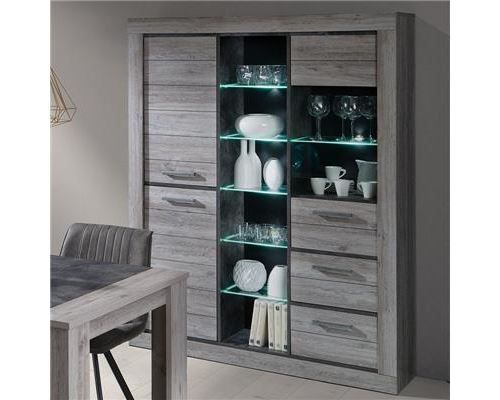 Meuble argentier contemporain 140 cm couleur bois OVIDE - L 140 x 40 x H 185 cm