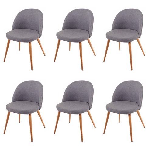 6x chaise de salle à manger MENDLER HWC-D53 en tissu gris foncé