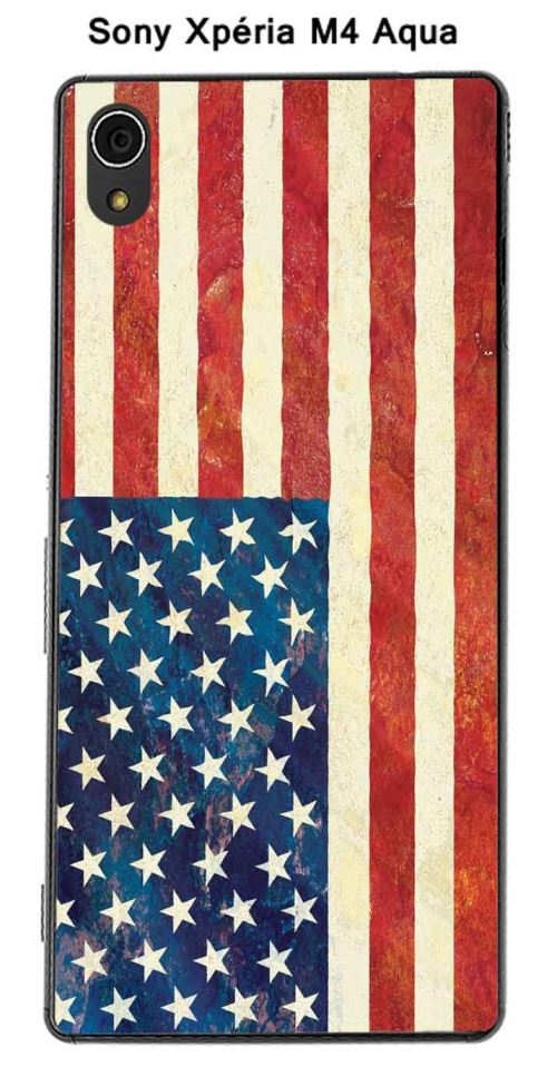 Coque Drapeau USA vintage pour Sony Xpéria M4 Aqua