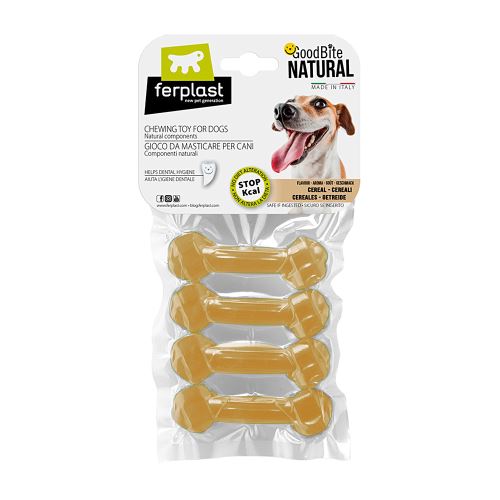 Comparer les prix de Ferplast GOODBITE NATURAL XS jouet os pour l'hygiène dentaire, saveur de céréales, chien petit (3-5 Kg), naturel, 4 pièces de 15g
