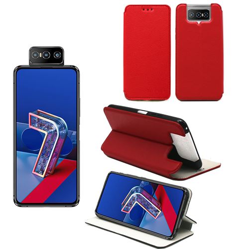 Housse rouge pour Asus Zenfone 7 ZS670KS / Zenfone 7 Pro ZS671KS Protection Portefeuille à Rabat avec Porte Cartes