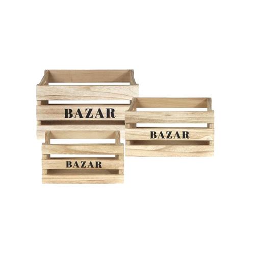 The Home Deco Factory - Cagettes en bois Bazar (Lot de 3)