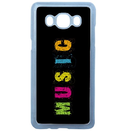 Coque Music Typographie Fond Noir Compatible Samsung Galaxy J3 2016 Transparent