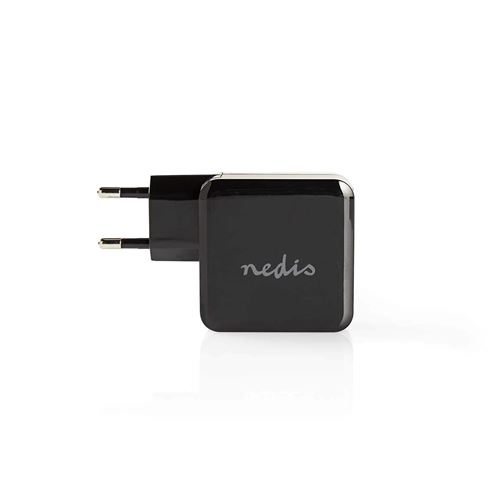 NEDIS WCHAU483ABK Chargeur Mural, 4.8 A, 2 Sorties, USB-A et USB-C, Noir
