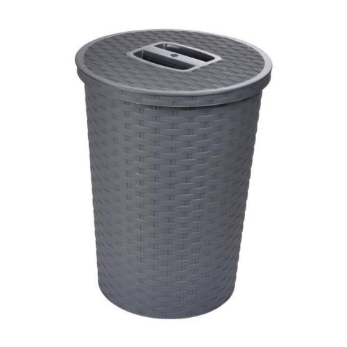 Poubelle avec couvercle tressé 10l - gris 6plb626gr