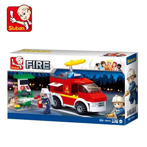 Sluban M38-b0623 Petit Camion de Pompiers avec de l'huile Station, Multicolore