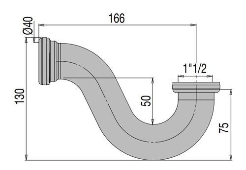 Siphon tube pour baignoire sortie orientable D40mm - VALENTIN - 00 255300 009 00