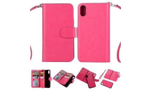 Etui 2 en 1 portefeuille fushia pour iPhone X