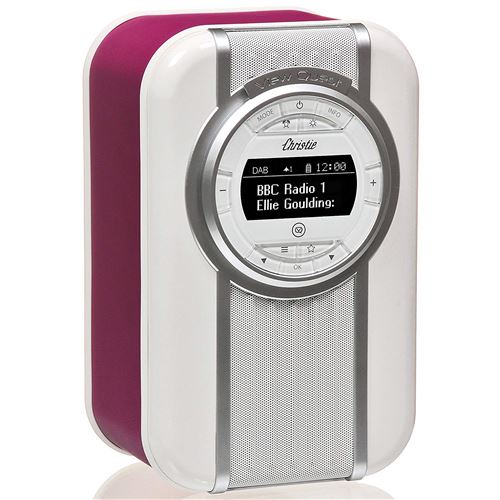 Radio numérique VQ Christie DAB & DAB+ avec radio FM, Bluetooth/NFC, réveil, écran rotatif et panneau avant en émail - Violet