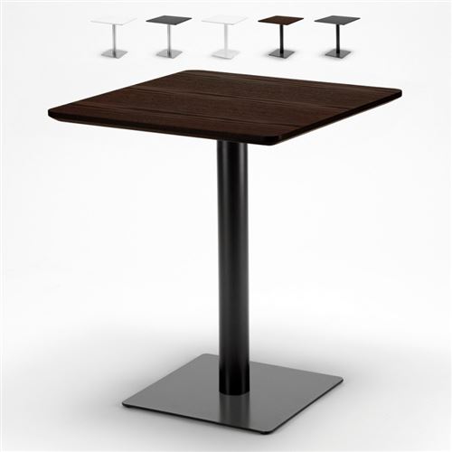 Table 60x60 carrée avec pied central pour bar bistrots Horeca, Couleur: Marron - Noir