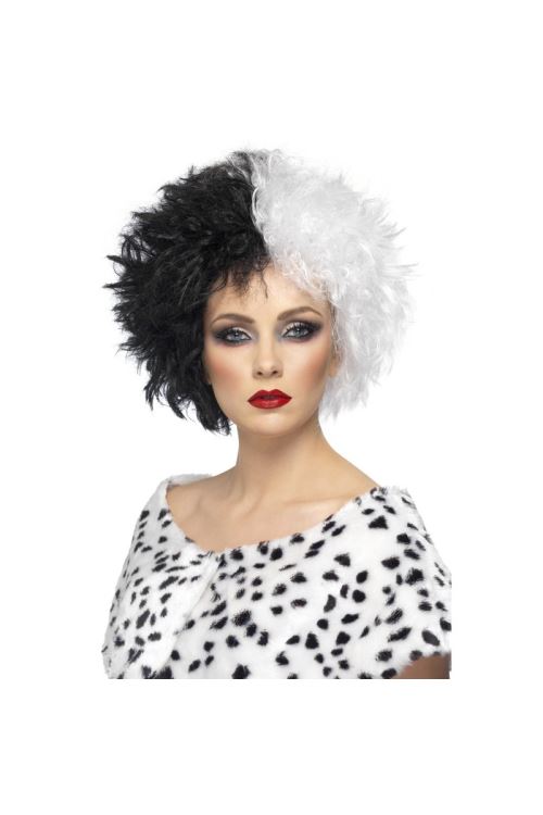 Perruque cruella noir blanc