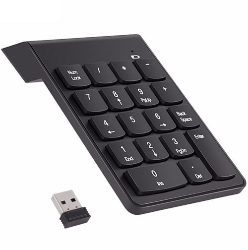 Pave Numerique Sans Fil pour MAC PC Clavier USB Chiffres 18 touches Pile (NOIR)