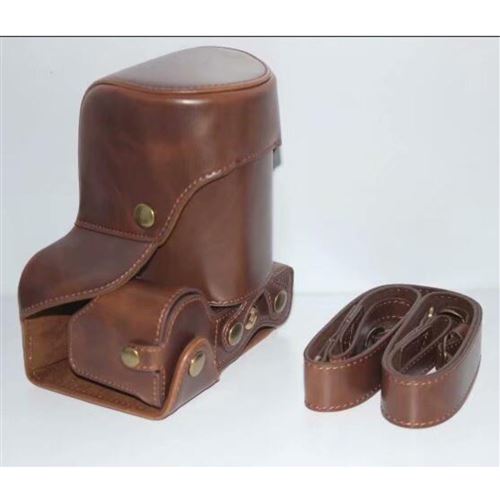 Etui en PU etui pour appareil photo avec la courroie café pour votre SONY ILCE-6500/a6500
