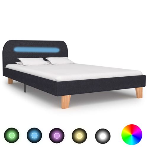 vidaXL Cadre de lit avec LED Gris foncé Tissu 120 x 200 cm