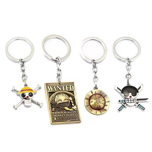 Coffret Portefeuille Et Porte-clés One Piece - Portefeuille 3 Volets Avec Fermeture Velcro + Porte-clés Chapeau De Paille - Cadeau Fan D'anime