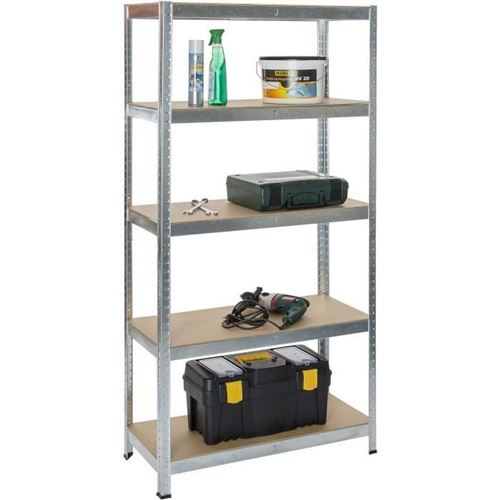 Practo Home Etagere De Rangement Bois/galva - 180x90x40cm - Charge Lourde - 250kgs/tablettes