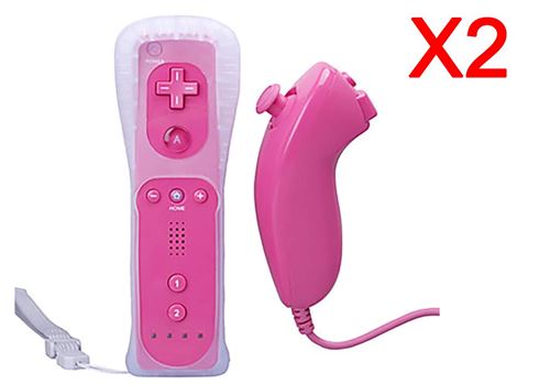 2x Manette wii Nunchunk Qumox Remote étui en silicone Rose compatible avec Nintendo Wii /Wii U/WII mini -QUMOX®
