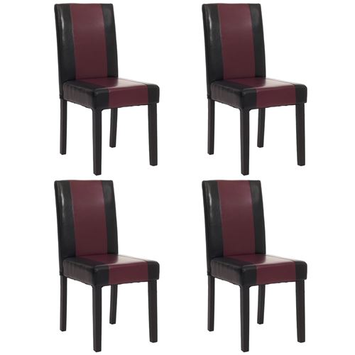 Générique Noir Lot De 4 Chaises De Séjour Littau Simili-Cuir, -Rouge, Pieds Foncés - Image 1