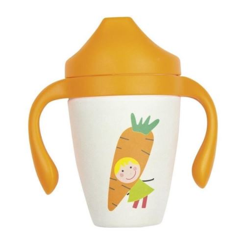 mill'o bébé tasse d'apprentissage en fibres naturelles - anti-fuite et ergonomique - design carotte - 6 a 18 mois