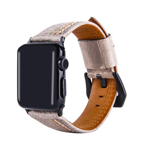 Bracelet en cuir véritable gris pour votre Apple Watch Series 4 40mm/Series 3 2 1 38mm