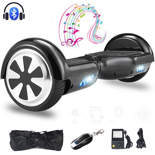 Hoverboard 6,5 pouces Bluetooth LED Puissance 700W avec sac de transport et télécommande - Noir