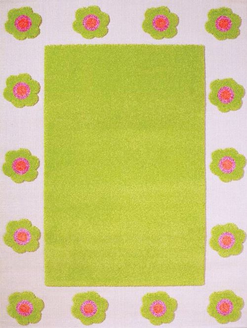 Little Helper Tapis de jeu pour enfants 3D en design de bordure de fleurs, vert (134 x 180 cm)