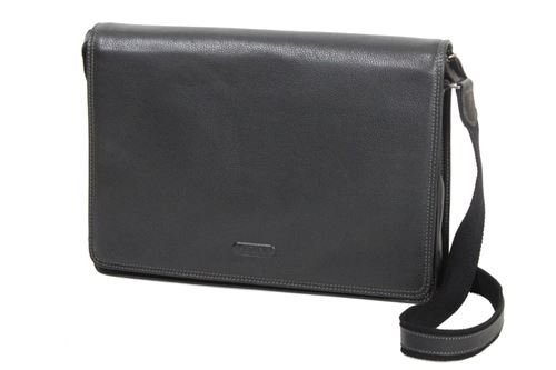 Besace Katana A4 à bandoulière en cuir de Vachette grainé K 69305 - Noir