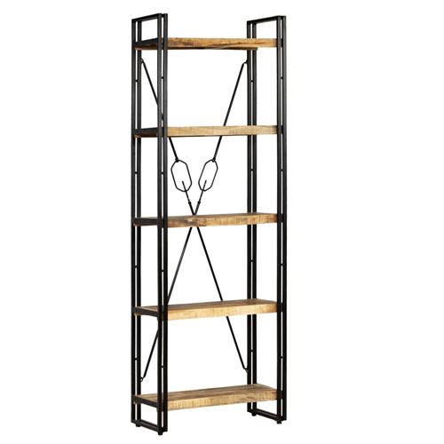 vidaXL Boekenkast 5 schappen 60x30x180 cm massief mangohout en staal