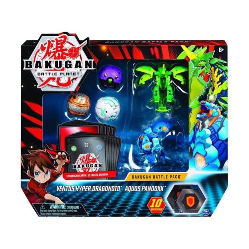 BAKUGAN Battle Pack - Modele 11 - 3 Bakugan classiques + 2 Ultra, 10 BakuCore, 10 cartes Personnage et Maîtrise