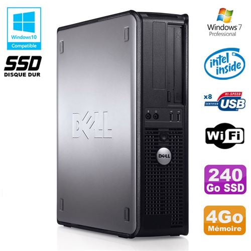 Pc dell optiplex 780 dt intel e5200 2,5ghz 4go 240go ssd wifi win 7 pro  - Dell reconditionné disponible sur Fnac