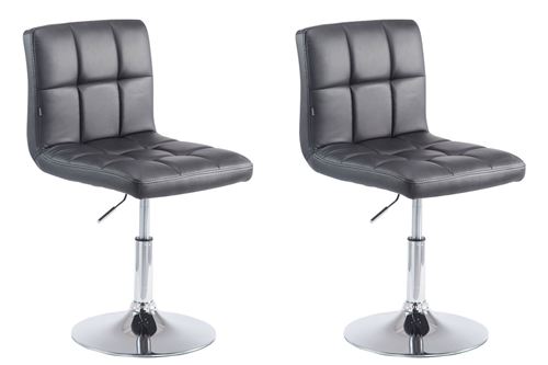 Lot de 2 chaises lounge Palma V2 en similicuir - Piètement en métal chromé - Siège Noir