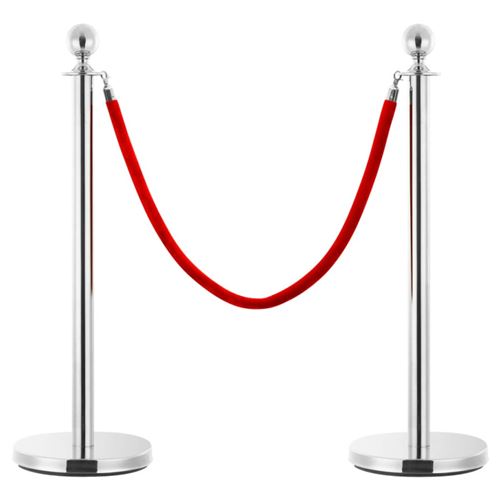 Vidaxl Rouge Et Argenté Corde De Colonne Velours