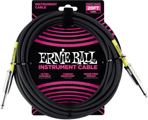 Ernie Ball Noir Cables Instrument Classic Jack/Jack 6M Câbles Jack / Instrument - Image 1