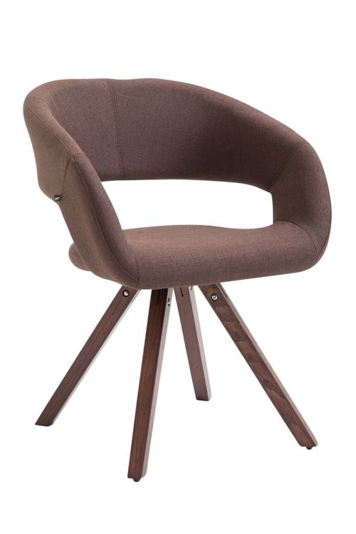 Chaise de salle à manger Suez tissu - Style scandinave - Piètement Noyer - Couleur Marron