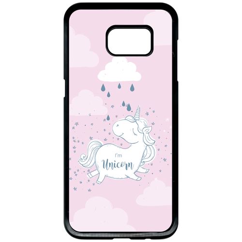 Coque Samsung Galaxy S7 Edge Unicorne Nuage Fond Rose