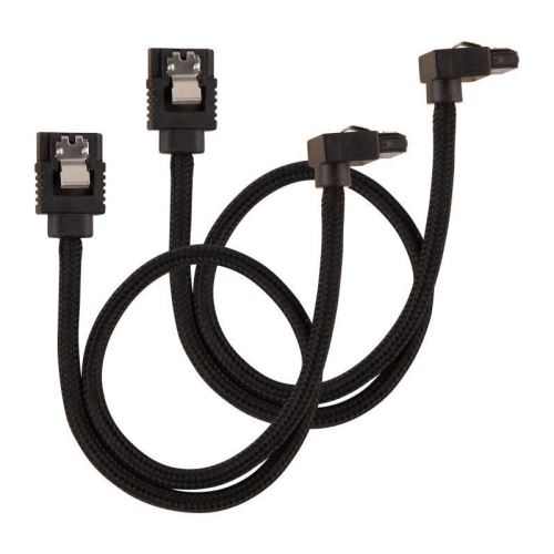 corsair corsair premium sleeved sata-kabel gewinkelt 30cm - schwarz noir