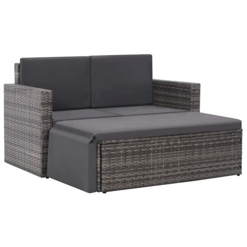 Vidaxl Gris Salon De Jardin 2 Pcs - Résine Tressée - Image 3
